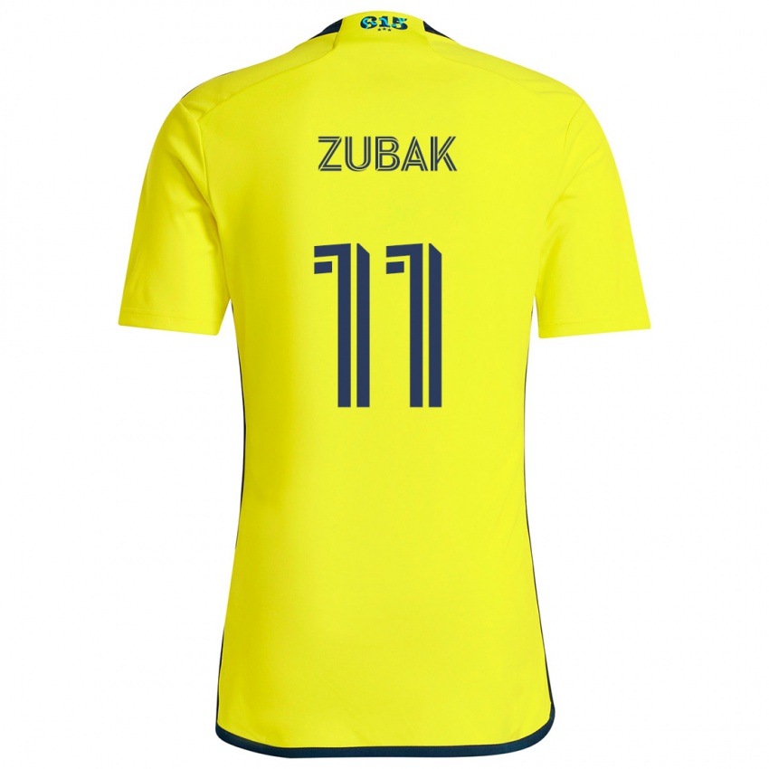 Herren Ethan Zubak #11 Gelb Blau Heimtrikot Trikot 2024/25 T-Shirt