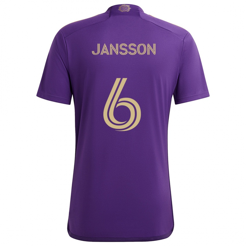 Herren Robin Jansson #6 Lila Gelb Heimtrikot Trikot 2024/25 T-Shirt