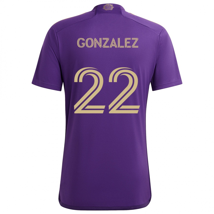 Herren Gastón González #22 Lila Gelb Heimtrikot Trikot 2024/25 T-Shirt