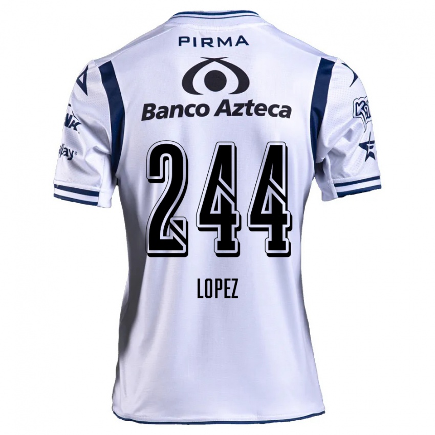 Herren Daniel López #244 Weiß Marineblau Heimtrikot Trikot 2024/25 T-Shirt