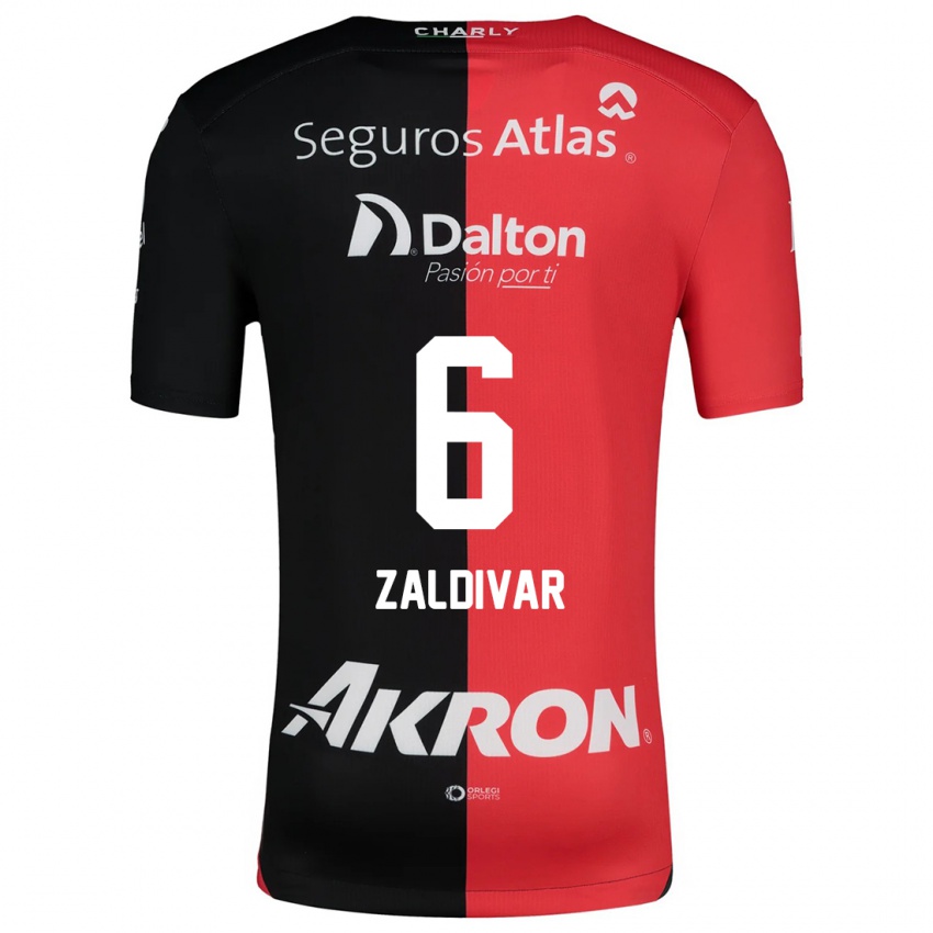 Herren Édgar Zaldívar #6 Rot Schwarz Heimtrikot Trikot 2024/25 T-Shirt