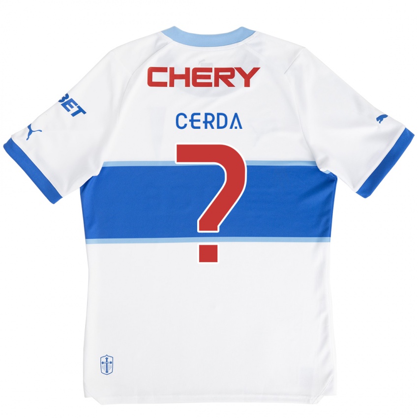 Herren Axel Cerda #0 Weiß Blau Heimtrikot Trikot 2024/25 T-Shirt