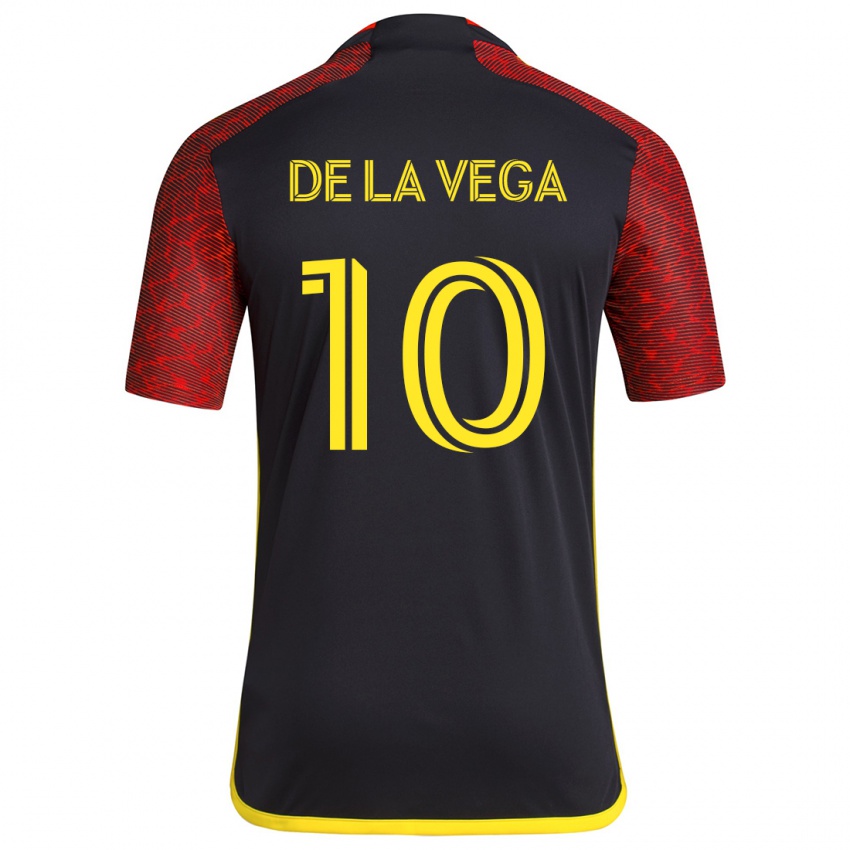 Herren Pedro De La Vega #10 Rot Schwarz Auswärtstrikot Trikot 2024/25 T-Shirt