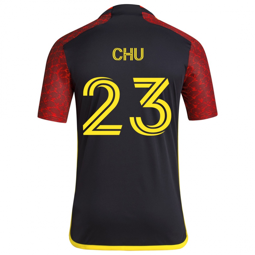 Herren Leo Chu #23 Rot Schwarz Auswärtstrikot Trikot 2024/25 T-Shirt