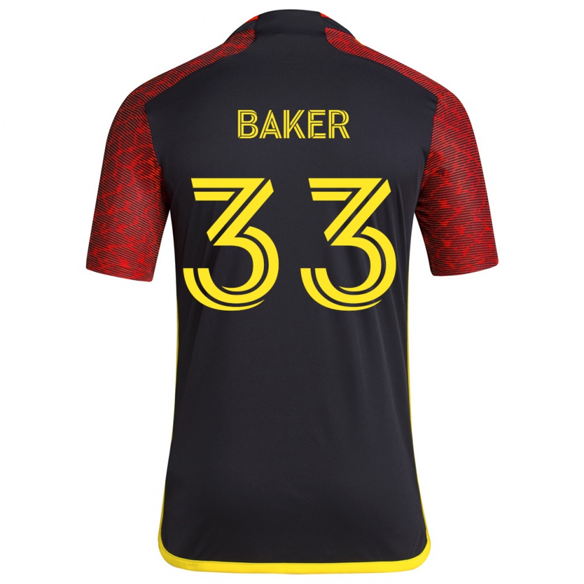 Herren Cody Baker #33 Rot Schwarz Auswärtstrikot Trikot 2024/25 T-Shirt