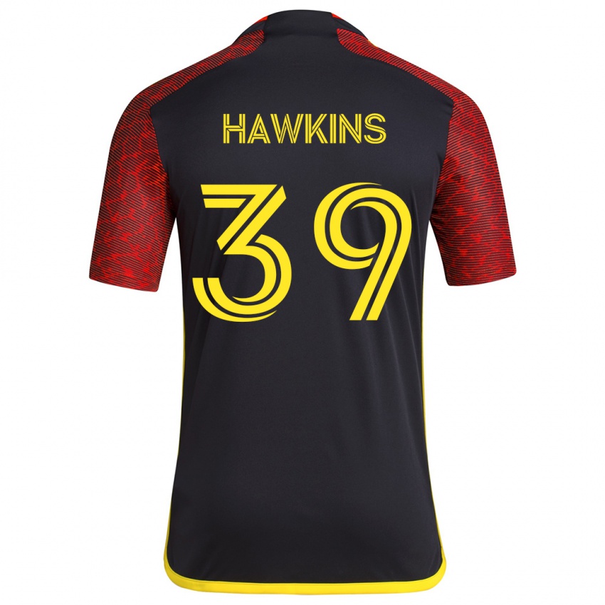 Herren Stuart Hawkins #39 Rot Schwarz Auswärtstrikot Trikot 2024/25 T-Shirt