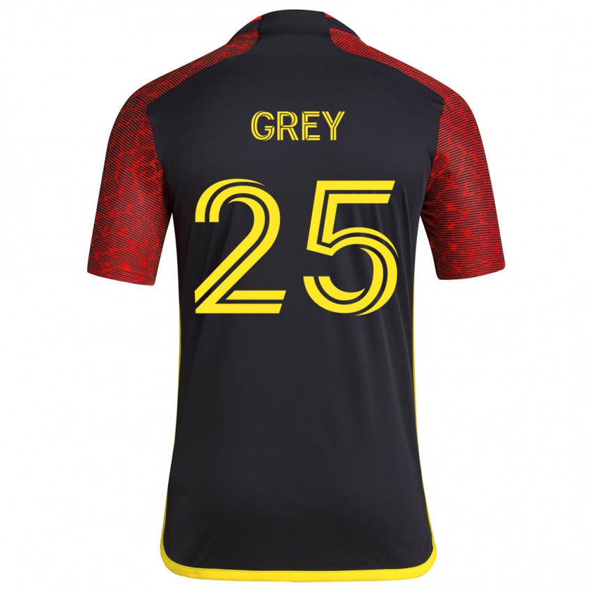 Herren Mireya Grey #25 Rot Schwarz Auswärtstrikot Trikot 2024/25 T-Shirt