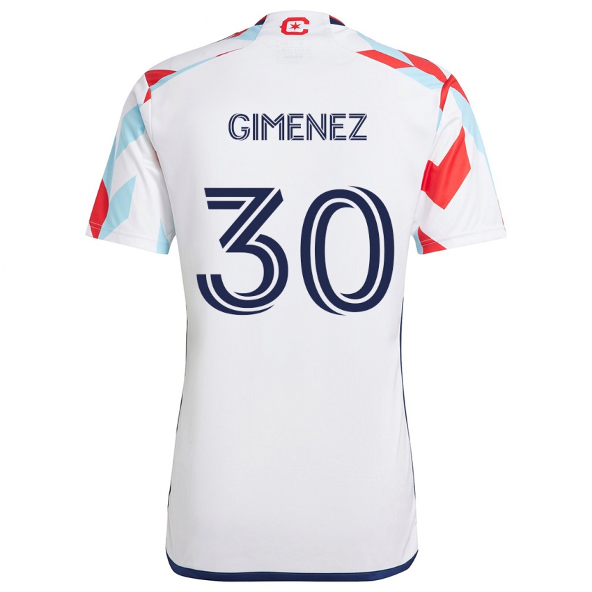 Herren Gastón Giménez #30 Weiß Rot Blau Auswärtstrikot Trikot 2024/25 T-Shirt