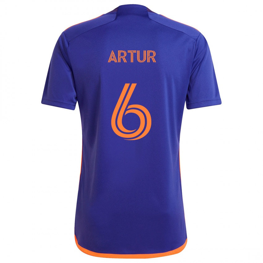 Herren Artur #6 Lila Orange Auswärtstrikot Trikot 2024/25 T-Shirt