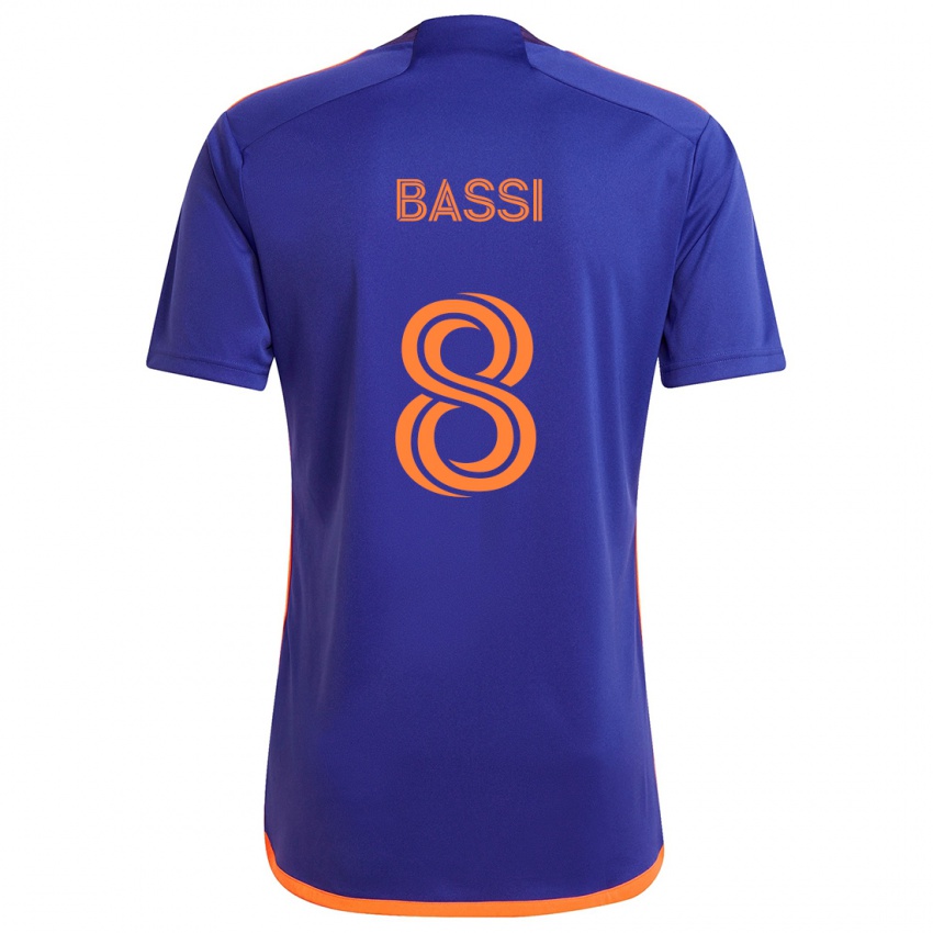 Herren Amine Bassi #8 Lila Orange Auswärtstrikot Trikot 2024/25 T-Shirt