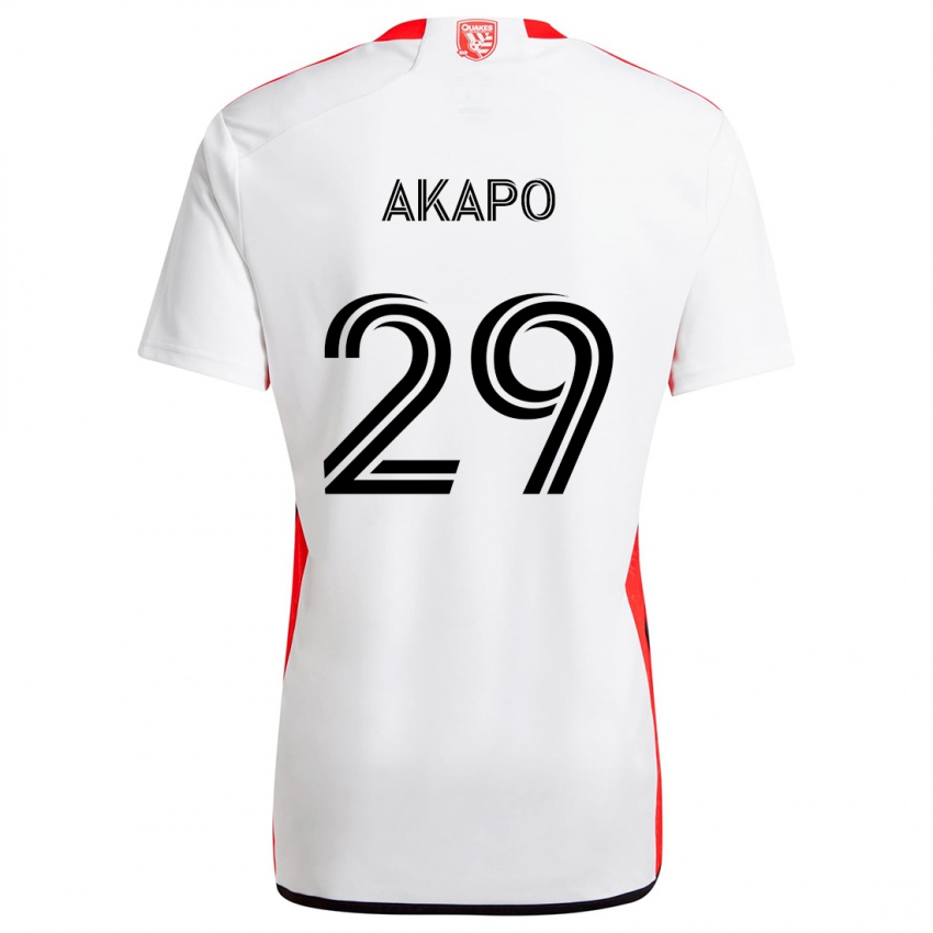 Herren Carlos Akapo #29 Weiß Rot Auswärtstrikot Trikot 2024/25 T-Shirt