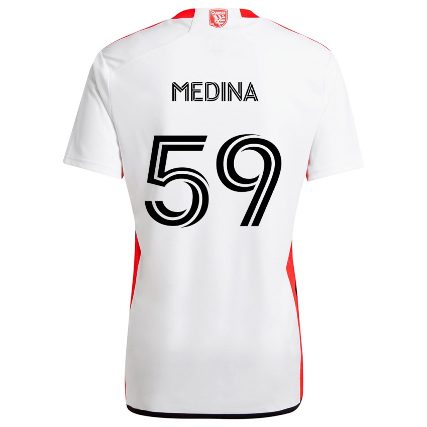 Herren Cruz Medina #59 Weiß Rot Auswärtstrikot Trikot 2024/25 T-Shirt