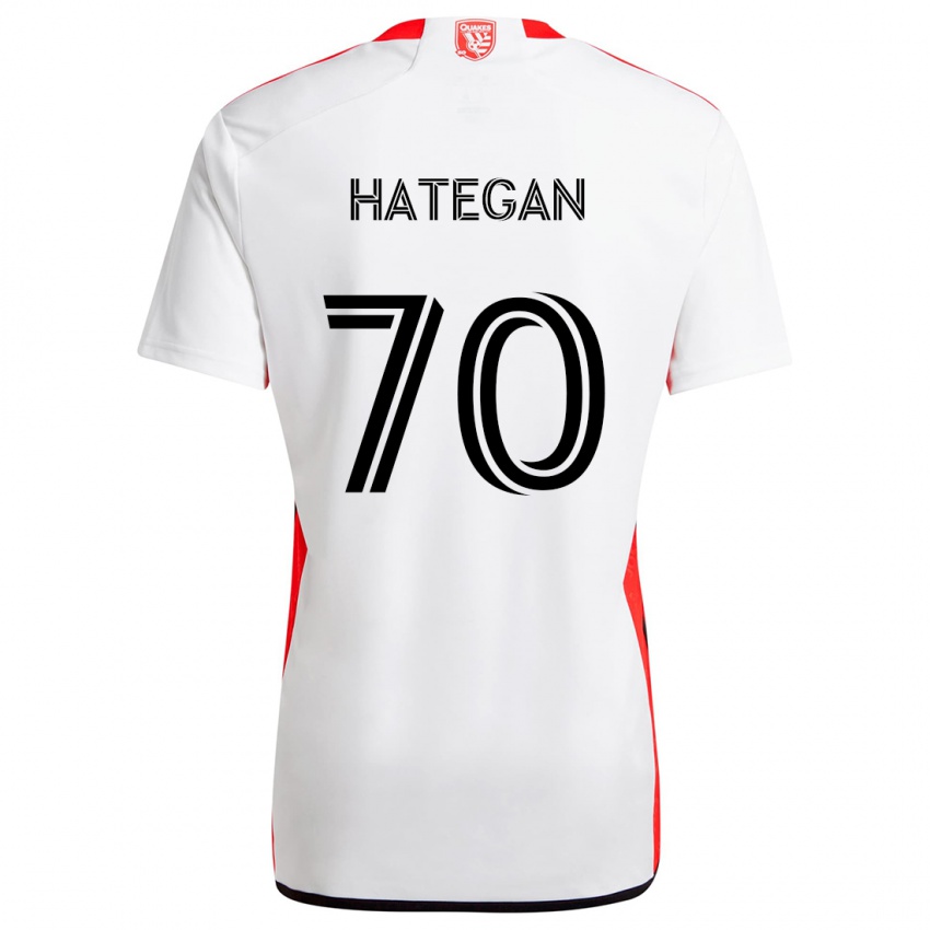 Herren Roberto Hategan #70 Weiß Rot Auswärtstrikot Trikot 2024/25 T-Shirt