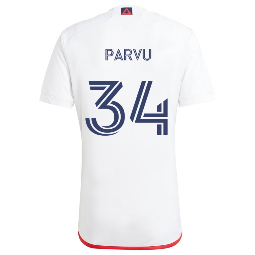 Herren Alexandru Parvu #34 Weiß Rot Auswärtstrikot Trikot 2024/25 T-Shirt