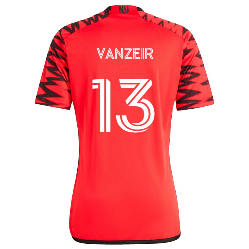 Herren Dante Vanzeir #13 Rot Schwarz Weiß Auswärtstrikot Trikot 2024/25 T-Shirt