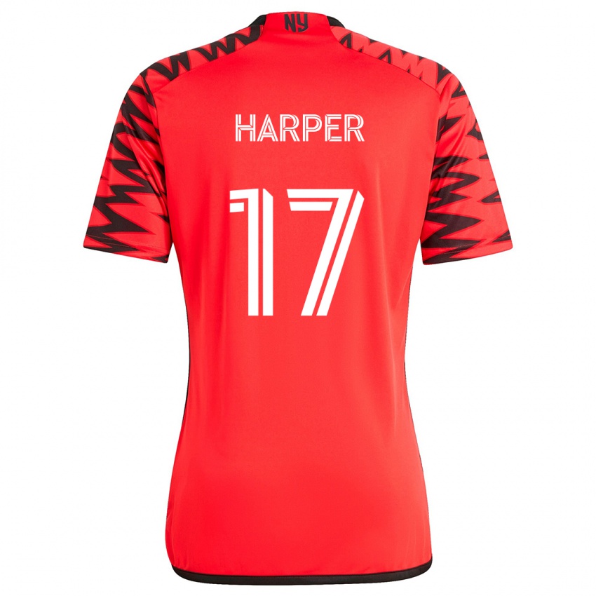 Herren Cameron Harper #17 Rot Schwarz Weiß Auswärtstrikot Trikot 2024/25 T-Shirt