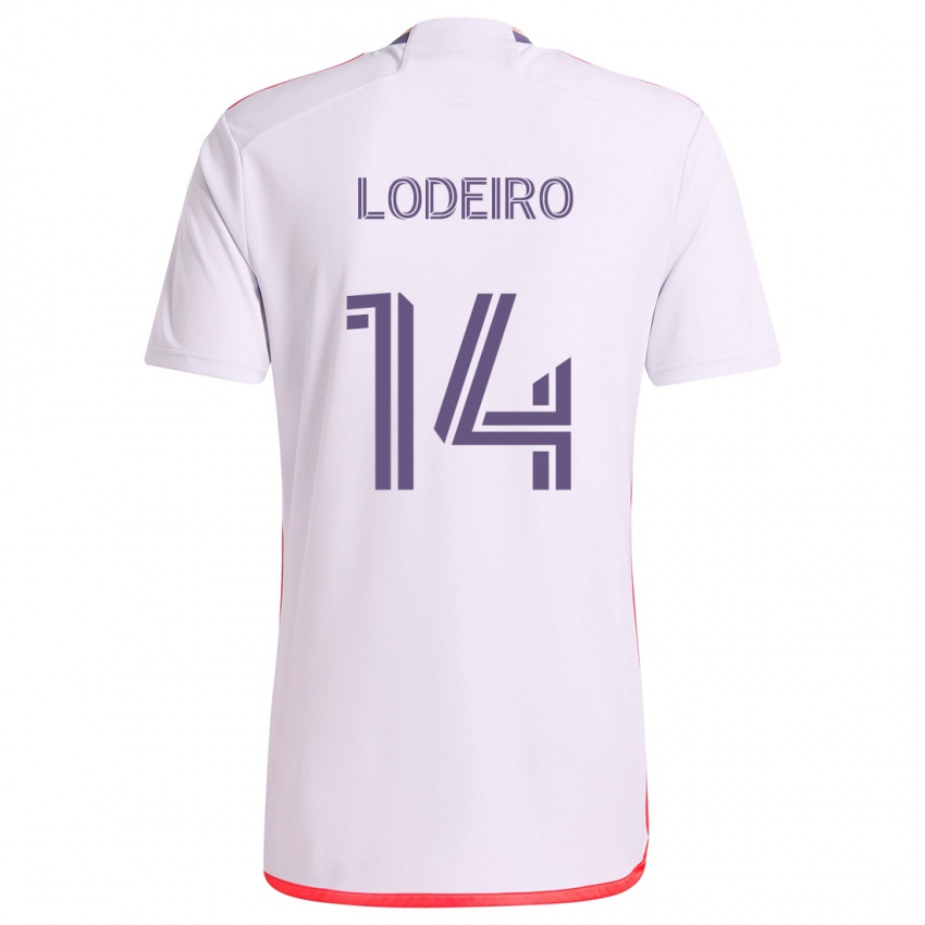 Herren Nicolás Lodeiro #14 Weiß Rot Lila Auswärtstrikot Trikot 2024/25 T-Shirt