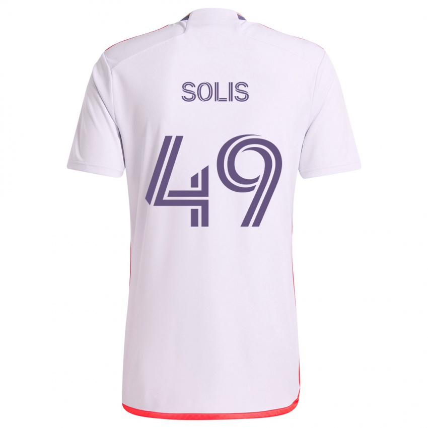 Herren Jhon Solís #49 Weiß Rot Lila Auswärtstrikot Trikot 2024/25 T-Shirt