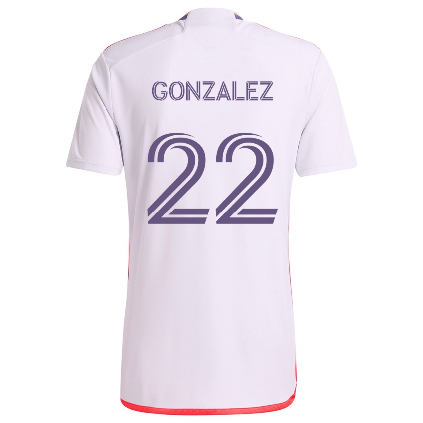 Herren Gastón González #22 Weiß Rot Lila Auswärtstrikot Trikot 2024/25 T-Shirt