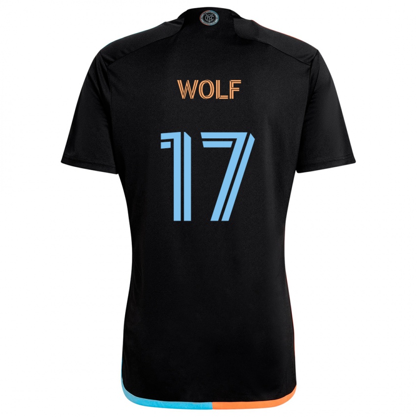 Herren Hannes Wolf #17 Schwarz Orange Blau Auswärtstrikot Trikot 2024/25 T-Shirt