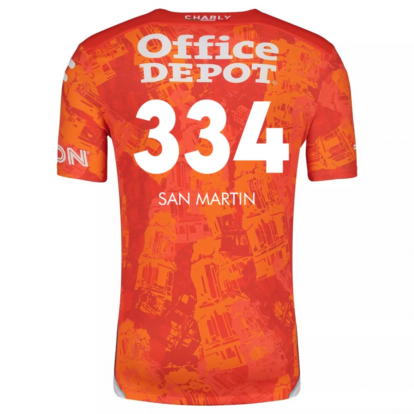 Herren Uziel San Martín #334 Orange Weiß Auswärtstrikot Trikot 2024/25 T-Shirt