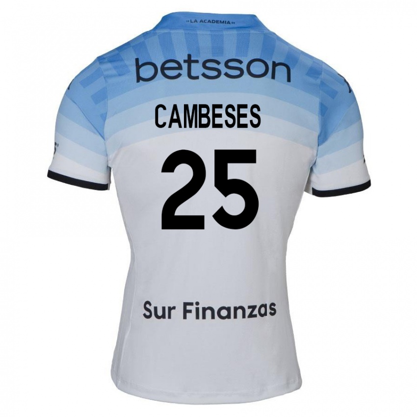 Herren Facundo Cambeses #25 Weiß Blau Schwarz Auswärtstrikot Trikot 2024/25 T-Shirt