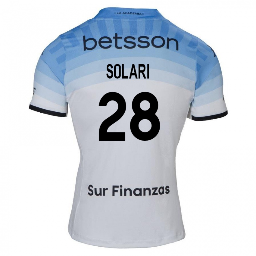 Herren Santiago Solari #28 Weiß Blau Schwarz Auswärtstrikot Trikot 2024/25 T-Shirt