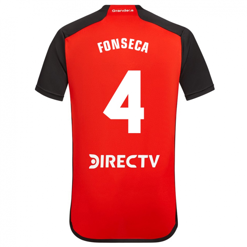 Herren Nicolás Fonseca #4 Rot Schwarz Weiß Auswärtstrikot Trikot 2024/25 T-Shirt