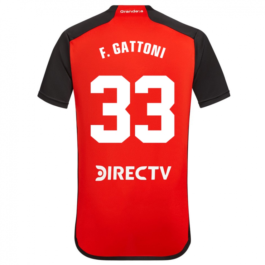 Herren Federico Gattoni #33 Rot Schwarz Weiß Auswärtstrikot Trikot 2024/25 T-Shirt