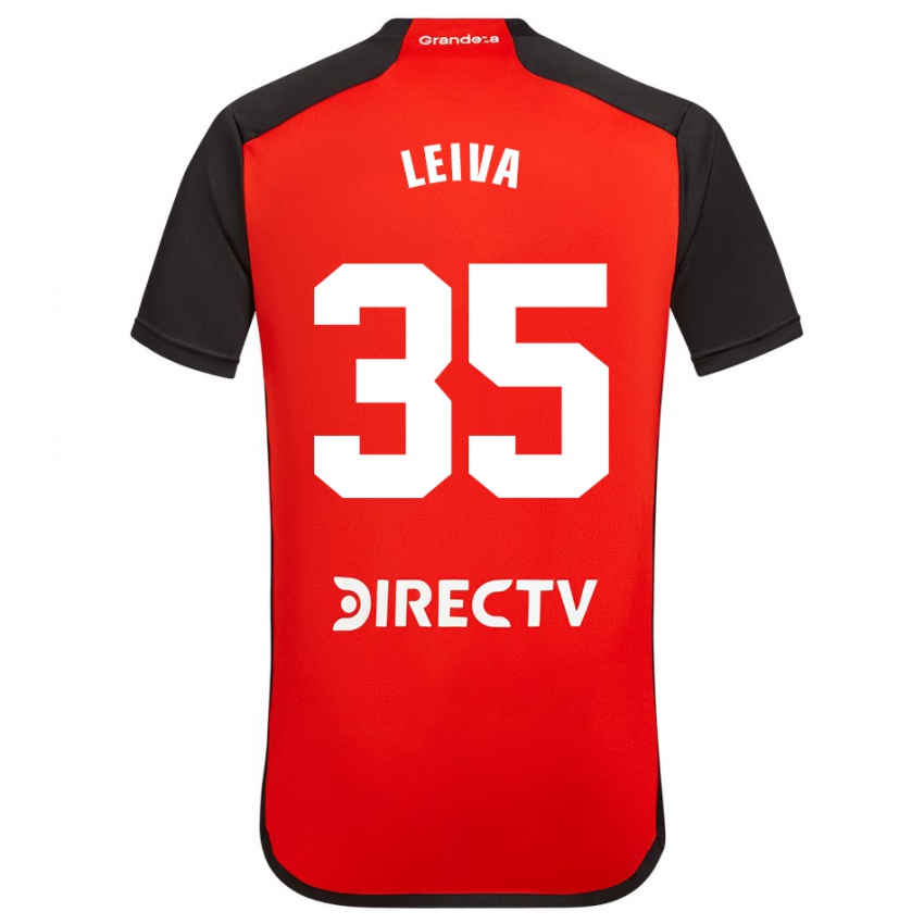 Herren Tobías Leiva #35 Rot Schwarz Weiß Auswärtstrikot Trikot 2024/25 T-Shirt