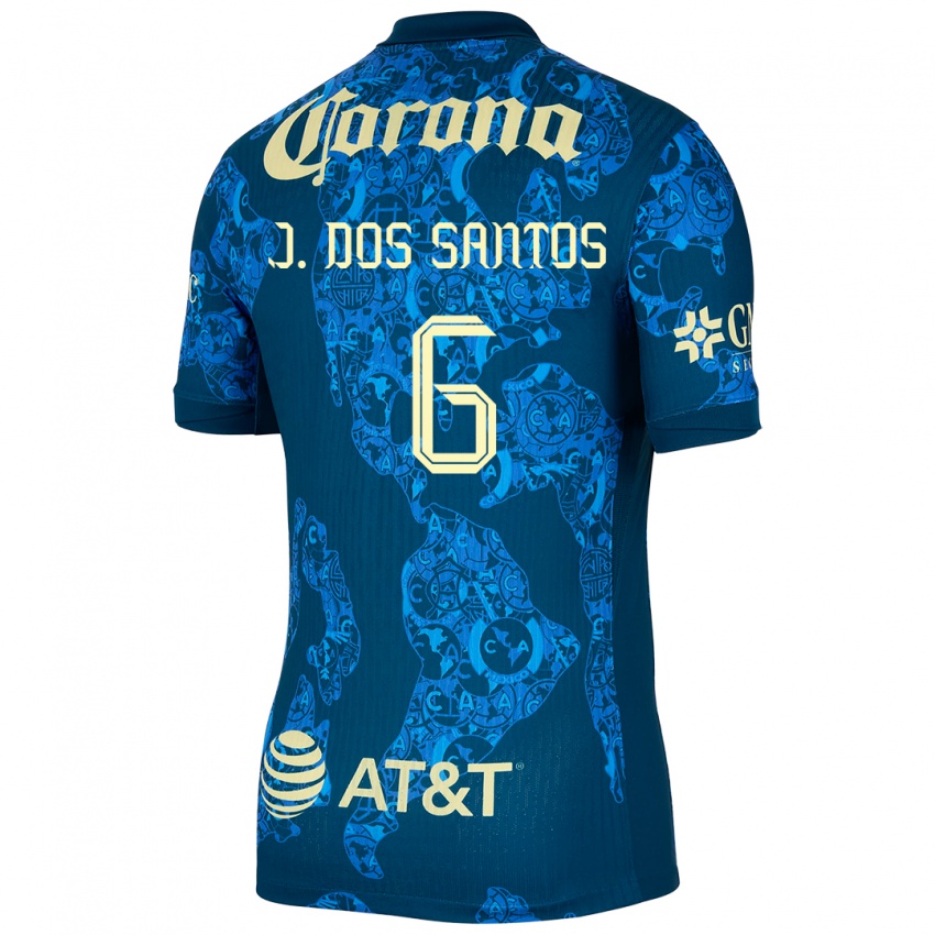 Herren Jonathan Dos Santos #6 Blau Gelb Auswärtstrikot Trikot 2024/25 T-Shirt