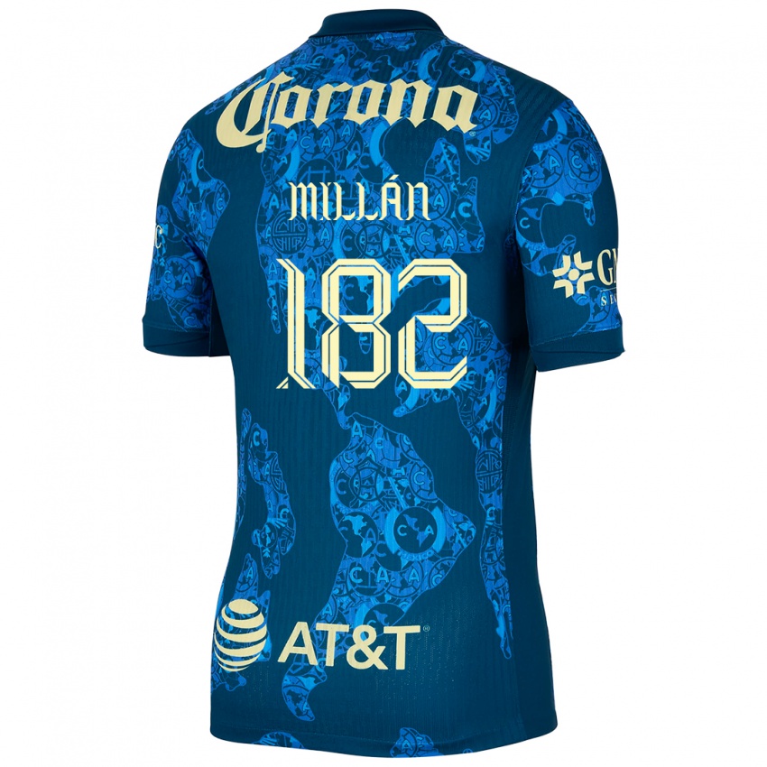 Herren Daniel Millán #182 Blau Gelb Auswärtstrikot Trikot 2024/25 T-Shirt