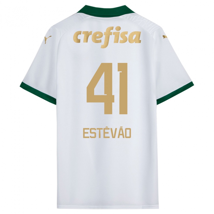 Herren Estêvão #41 Weiß Grün Auswärtstrikot Trikot 2024/25 T-Shirt