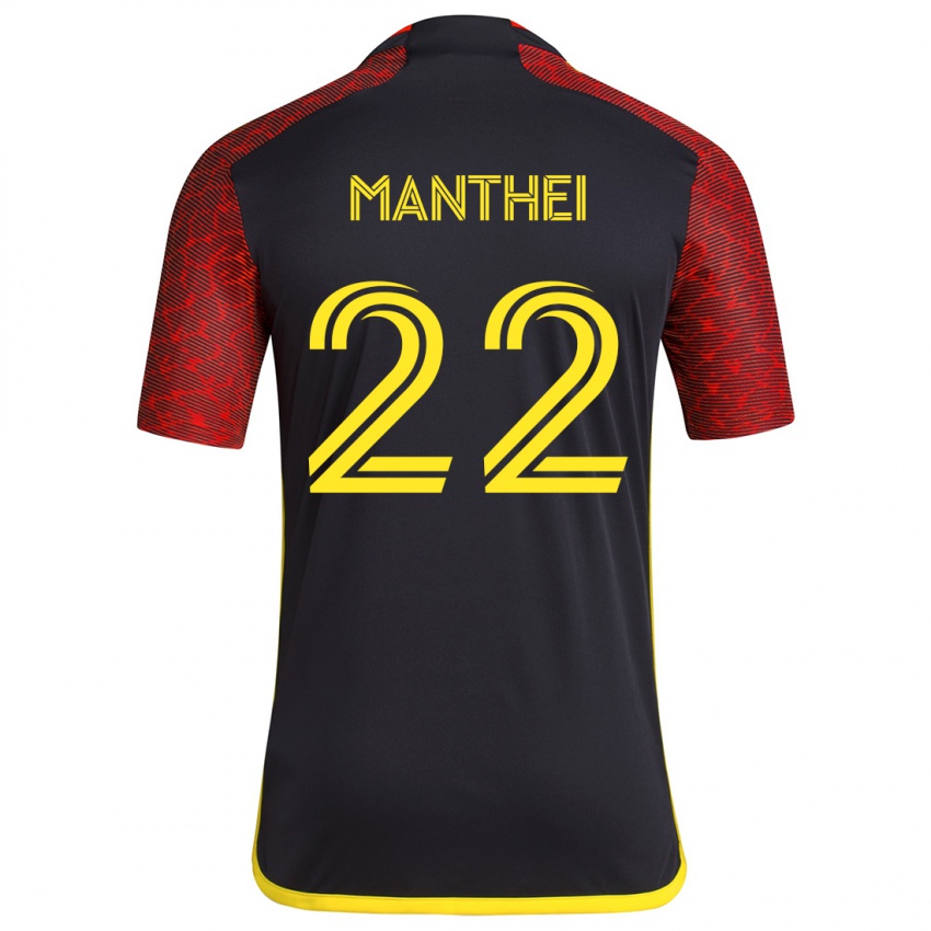 Damen Leahi Manthei #22 Rot Schwarz Auswärtstrikot Trikot 2024/25 T-Shirt