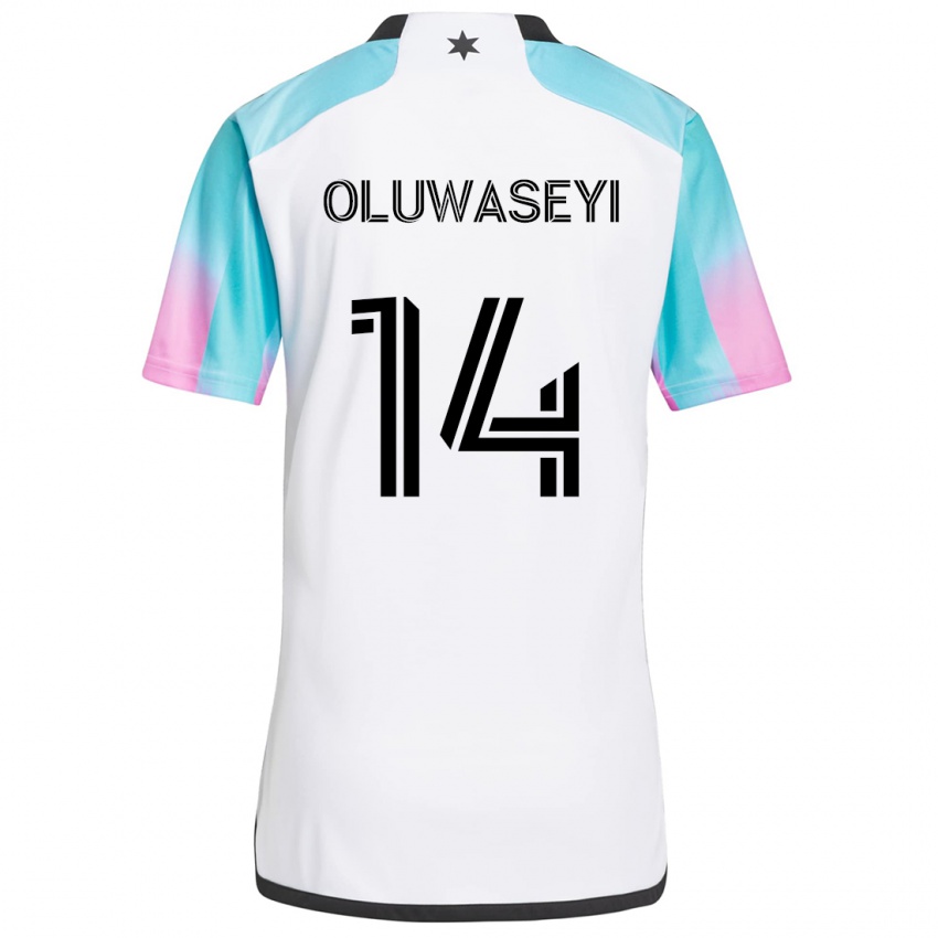 Damen Tani Oluwaseyi #14 Weiß Blau Schwarz Auswärtstrikot Trikot 2024/25 T-Shirt