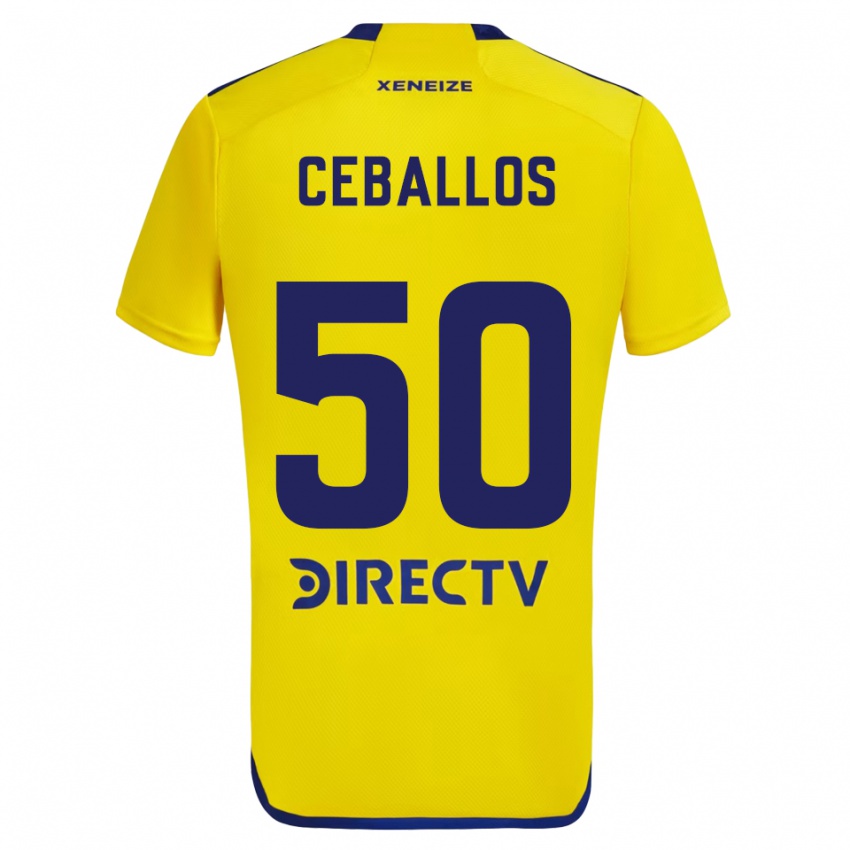 Damen Julián Ceballos #50 Gelb Blau Auswärtstrikot Trikot 2024/25 T-Shirt