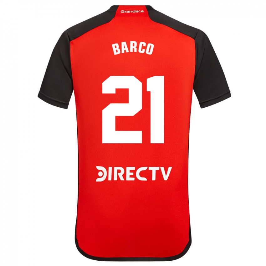 Damen Esequiel Barco #21 Rot Schwarz Weiß Auswärtstrikot Trikot 2024/25 T-Shirt