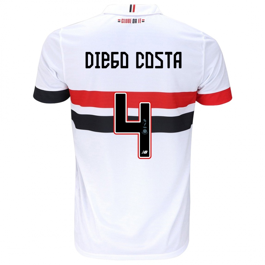 Kinder Diego Costa #4 Weiß Rot Schwarz Heimtrikot Trikot 2024/25 T-Shirt