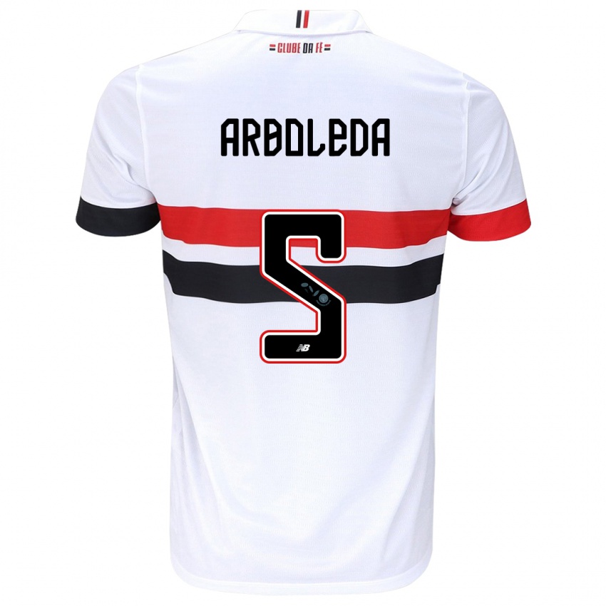 Kinder Robert Arboleda #5 Weiß Rot Schwarz Heimtrikot Trikot 2024/25 T-Shirt