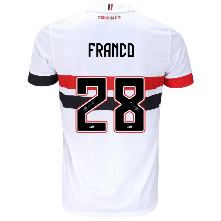 Kinder Alan Franco #28 Weiß Rot Schwarz Heimtrikot Trikot 2024/25 T-Shirt