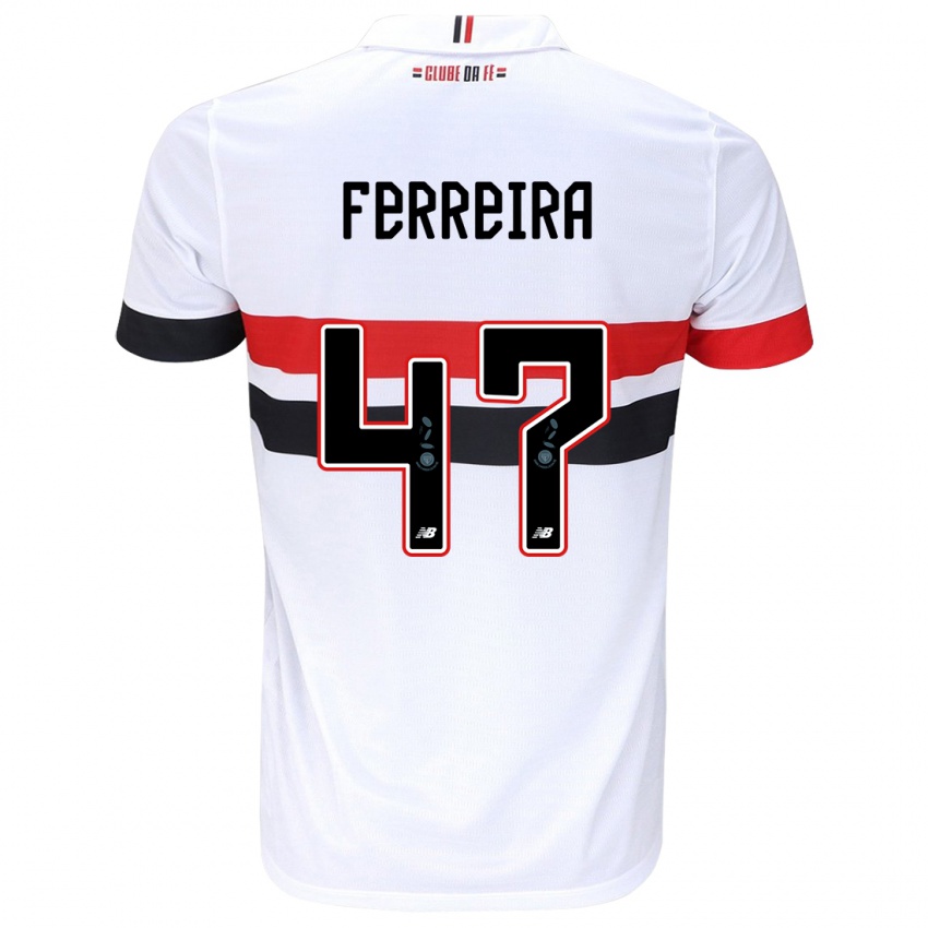 Kinder Ferreira #47 Weiß Rot Schwarz Heimtrikot Trikot 2024/25 T-Shirt