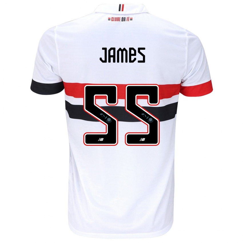 Kinder James Rodríguez #55 Weiß Rot Schwarz Heimtrikot Trikot 2024/25 T-Shirt