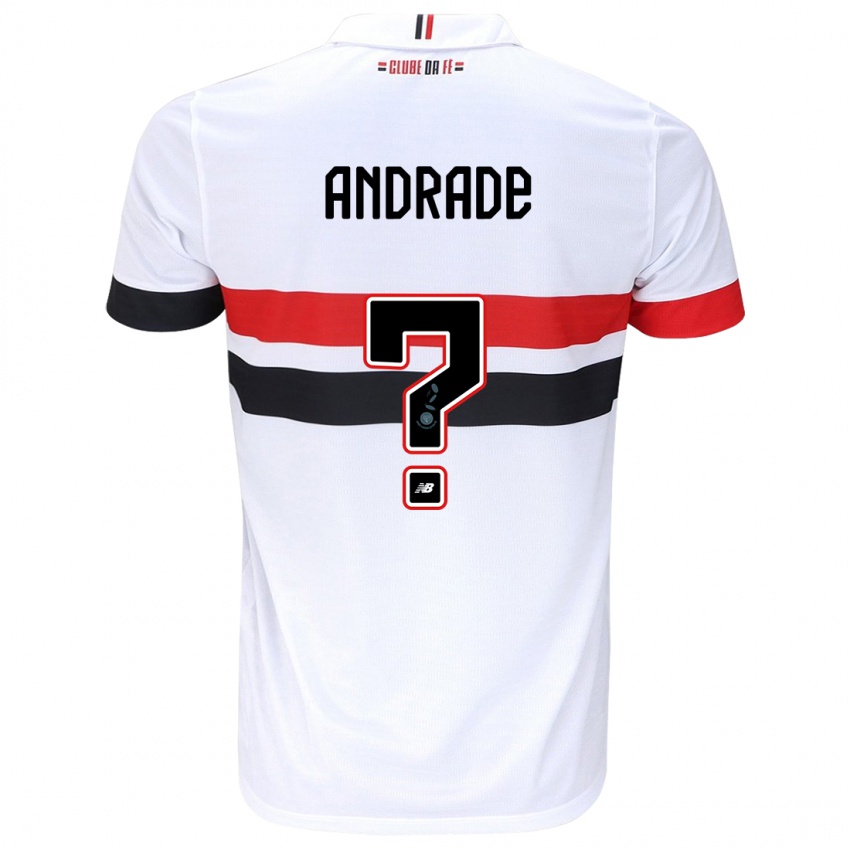 Kinder Pedro Andrade #0 Weiß Rot Schwarz Heimtrikot Trikot 2024/25 T-Shirt