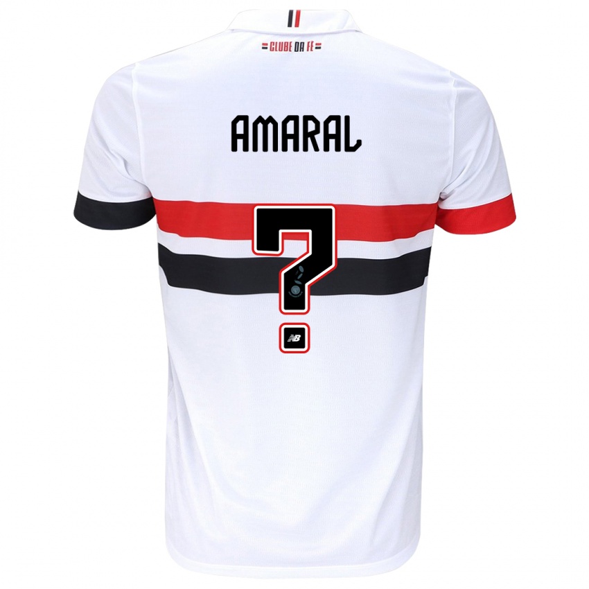 Kinder Mateus Amaral #0 Weiß Rot Schwarz Heimtrikot Trikot 2024/25 T-Shirt