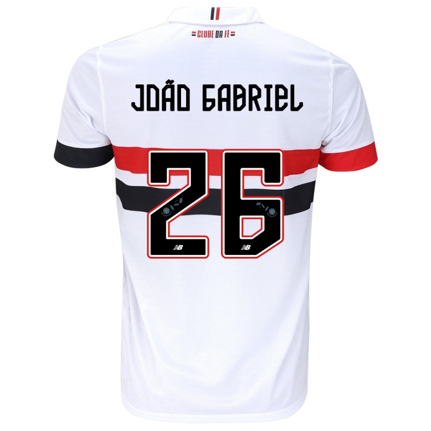 Kinder João Gabriel #26 Weiß Rot Schwarz Heimtrikot Trikot 2024/25 T-Shirt