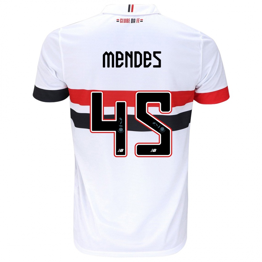 Kinder Nathan Mendes #45 Weiß Rot Schwarz Heimtrikot Trikot 2024/25 T-Shirt