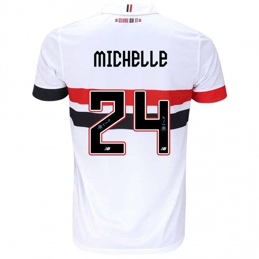 Kinder Michelle #24 Weiß Rot Schwarz Heimtrikot Trikot 2024/25 T-Shirt