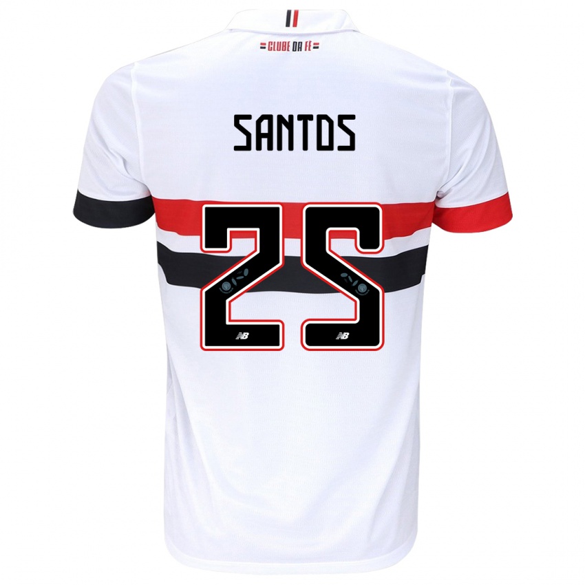 Kinder Mariana Santos #25 Weiß Rot Schwarz Heimtrikot Trikot 2024/25 T-Shirt