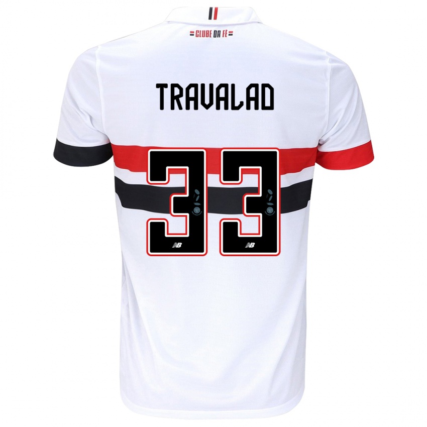 Kinder Rafa Travalão #33 Weiß Rot Schwarz Heimtrikot Trikot 2024/25 T-Shirt