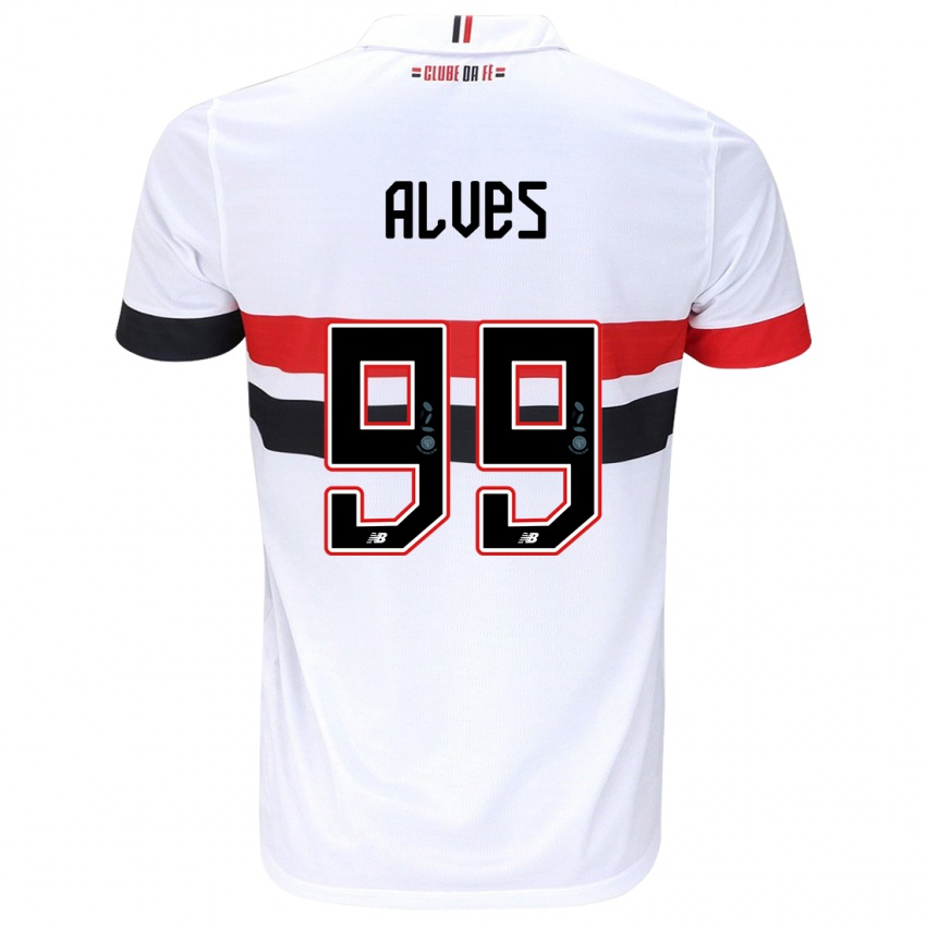 Kinder Letícia Alves #99 Weiß Rot Schwarz Heimtrikot Trikot 2024/25 T-Shirt